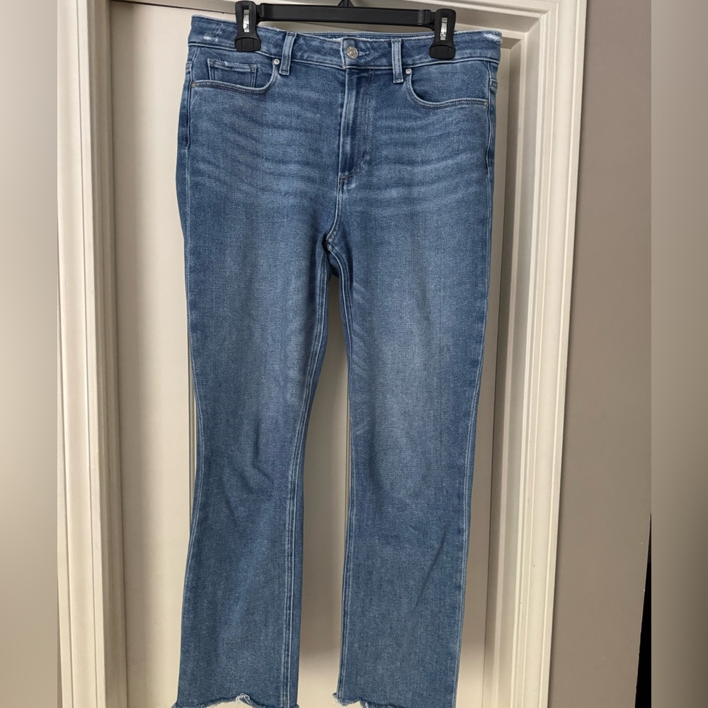PAIGE Women's Straight Leg Blue Jeans